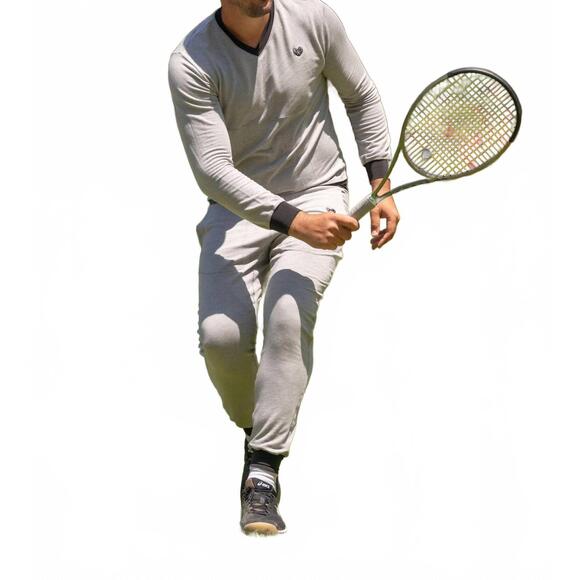 NEW LOVE LOVE TENNIS french terry long sleeve tee in grey - Picture 2 of 2